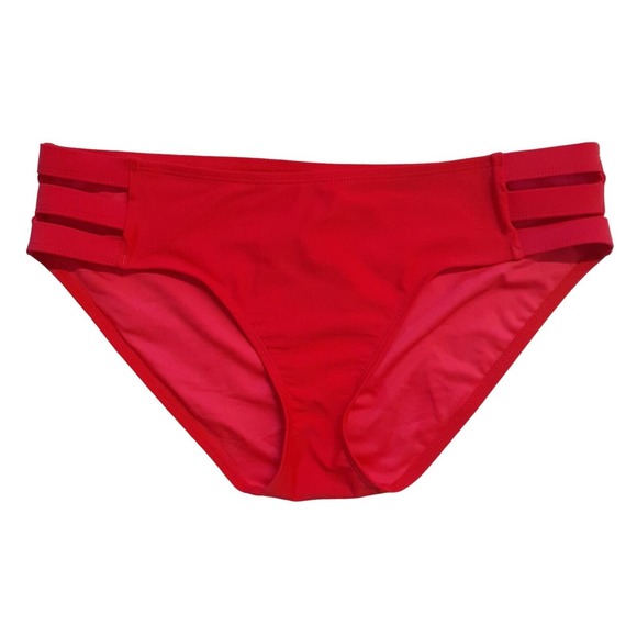 NWT Ocean Blues Strappy Red Full Coverage Bikini Bottom Size Medium - Picture 1 of 3